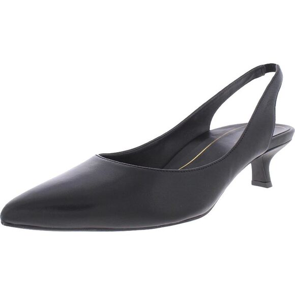 NWT - Vionic - Ziva - Black Leather Pointed Toe Pumps Kitten Heels Shoes - Picture 2 of 7